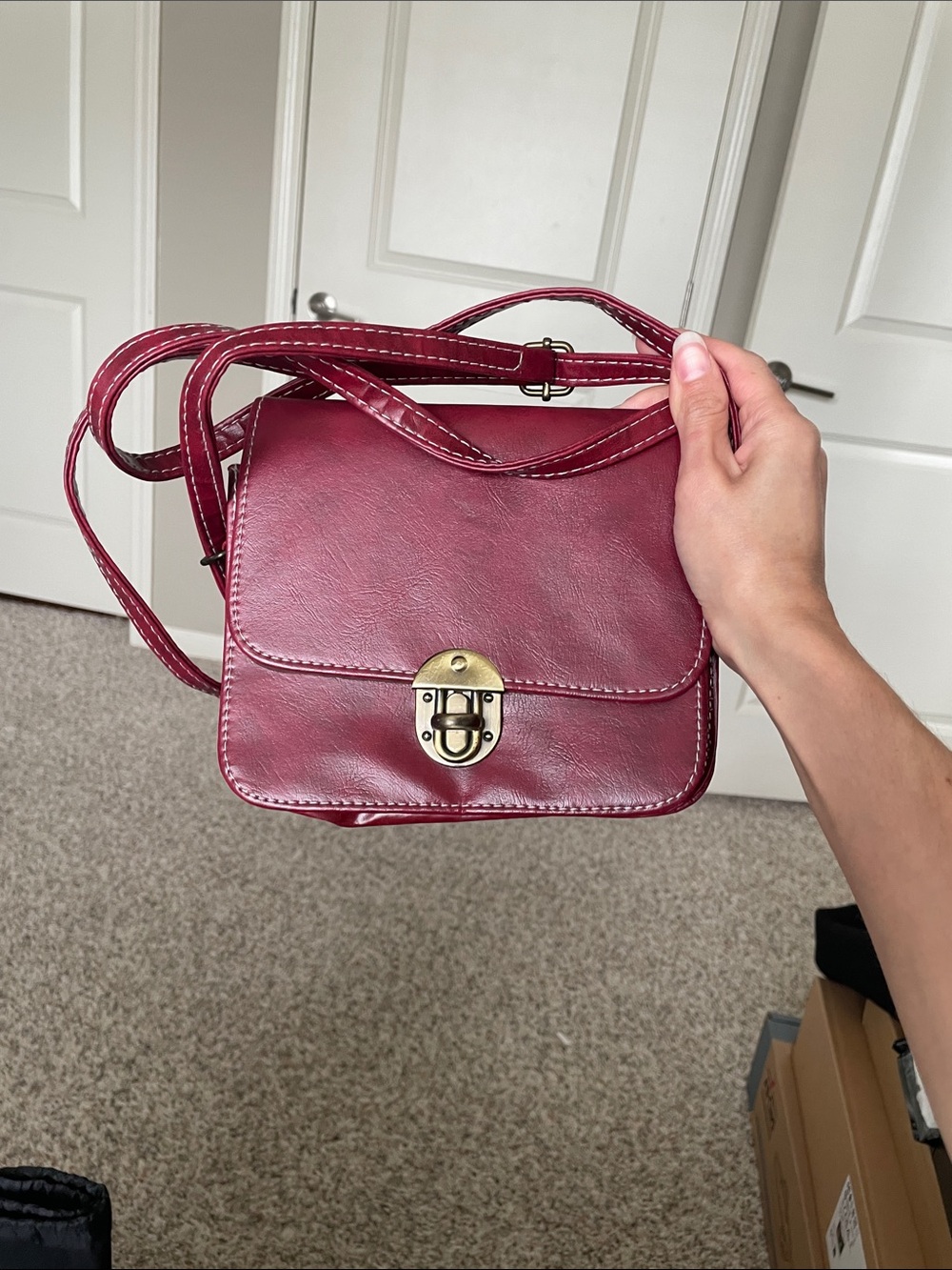 Classic Women's Crossbody Bag - Wine Red